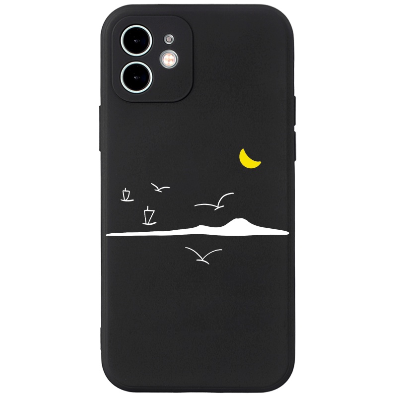 Ốp lưng JEERO mềm hoạt hình cặp đôi dễ thương đẹp đen Cho iPhone 14 13 12 11 Pro Max SE 2020 X XR XS 8 7 ip 6S 6 Plus HFF767