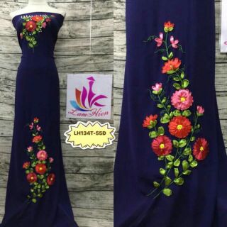 Vải áo dài thêu hoa 3D