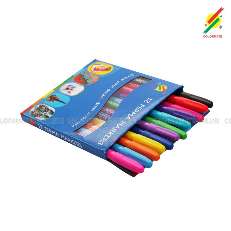 Bộ 12 Cây Bút Lông Perma Markers Colormate MS-12PER