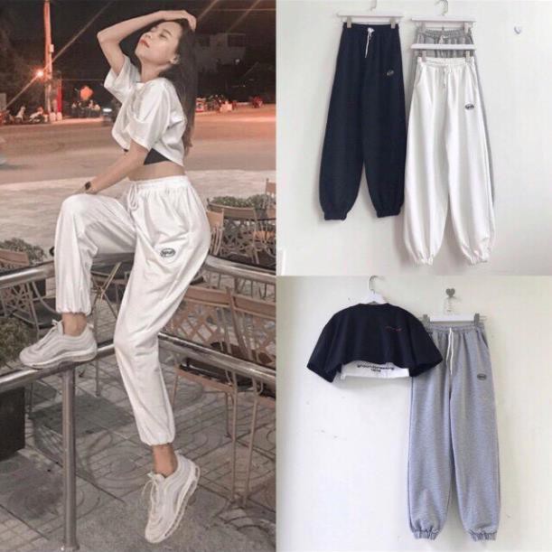 QUẦN JOGGER NỮ CÁ TÍNH CHỮ THÊU - quần jogger nữ - chất liệu thun da cá cao cấp – mã 0169