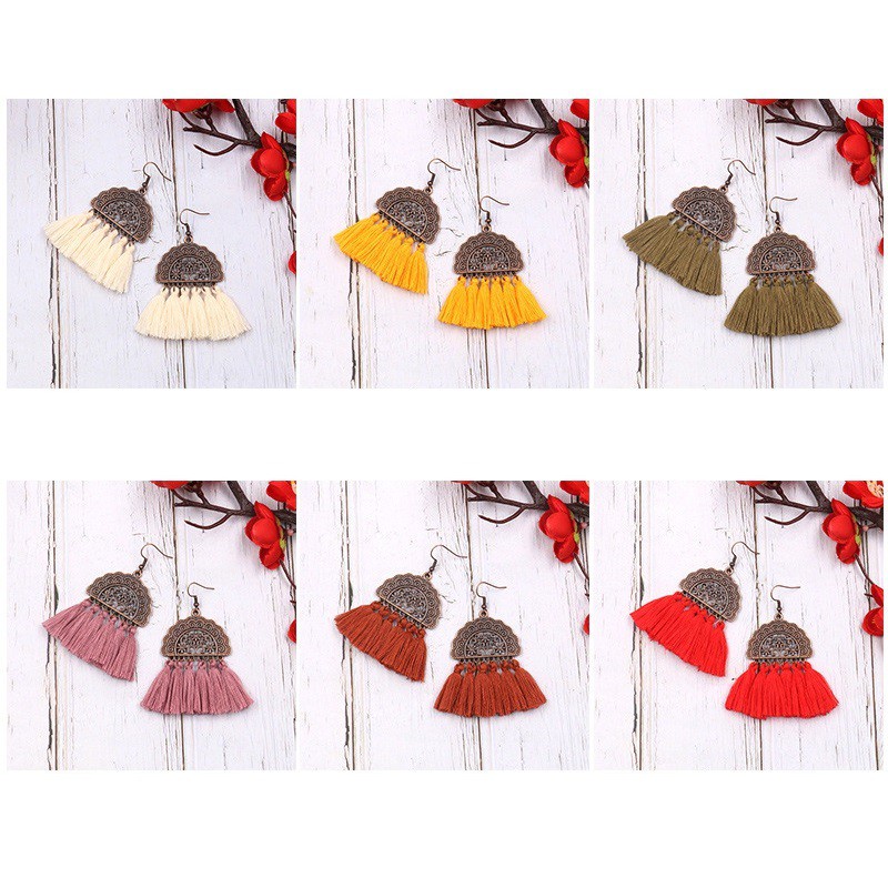 Hoa tai tua rua khyên tai boho nữ thời trang - Mã HT047