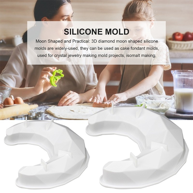 Khuôn Silicone Làm Bánh / Socola Hình Mặt Trăng / Kim Cương 3d