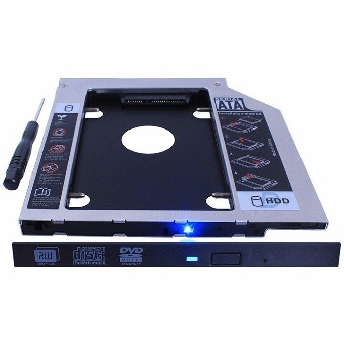 Caddy Bay Sata3 Cho SSD Và HDD 2,5” - Vỏ Nhựa/Nhôm – Size: 9.5/12.7mm – Khay Ổ Cứng Thay Thế Ổ DVD