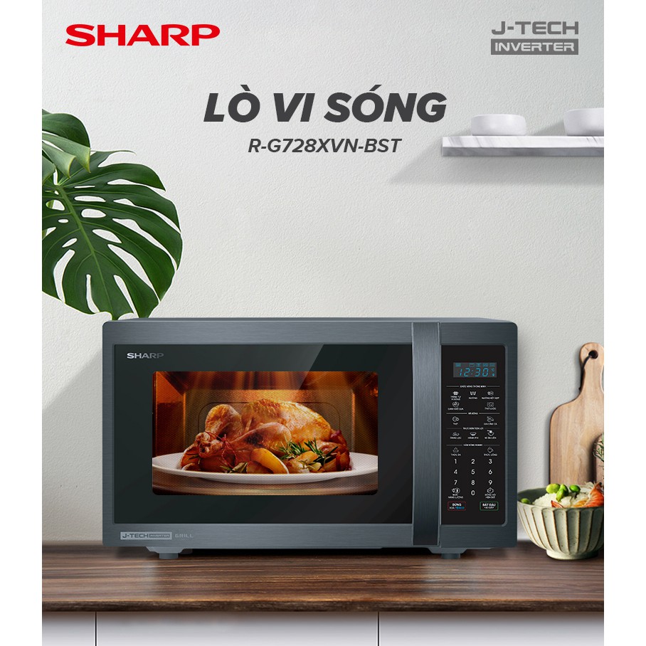 Lò Vi Sóng Kết Hợp Nướng Sharp RG728XVNBST JTech Inverter