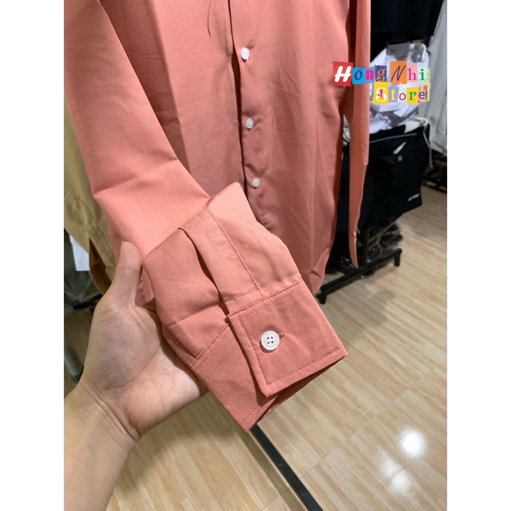 SƠ MI TRƠN DÁNG RỘNG BASIC UNSEX TAY DÀI MÀU HỒNG DÂU - MM | BigBuy360 - bigbuy360.vn