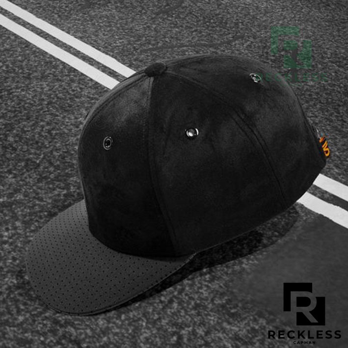 Mũ snapback chính hãng RECKLESS CAPMAN phong cách hiphop vải da lộn trơn màu xám CM22