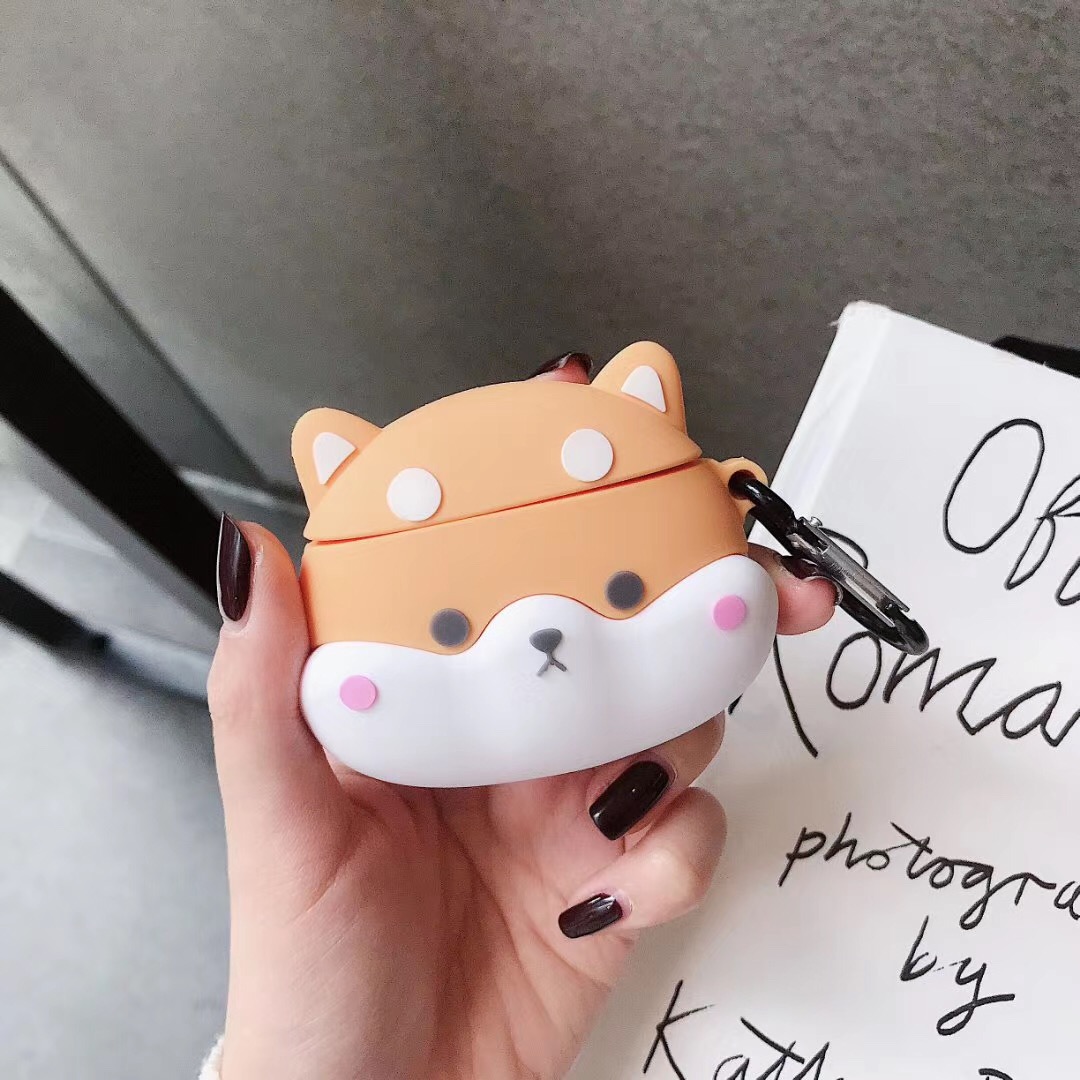 Vỏ bảo vệ hộp sạc tai nghe hình chó shiba đáng yêu cho Airpods 1 / 2 3