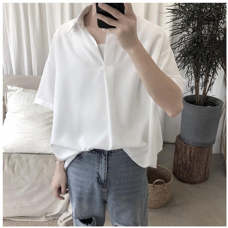 Áo Sơ Mi Không Nút (unisex)- Màu Trắng