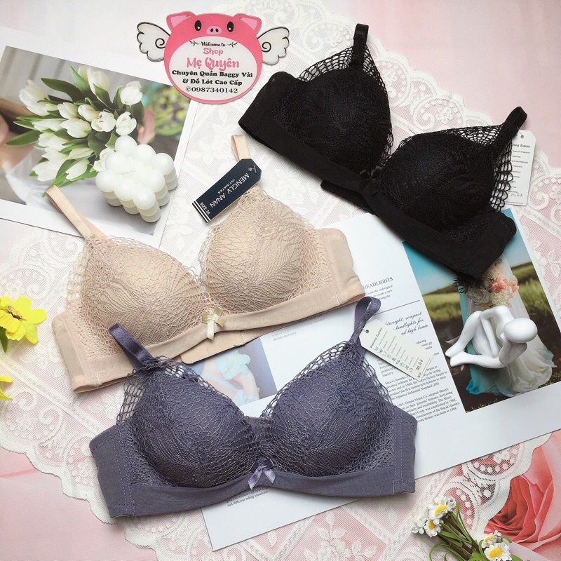 Áo lót nữ su đúc phối ren, mút bàn tay dày 3cm không gọng, dáng quả vát nâng ngực gợi cảm ML03