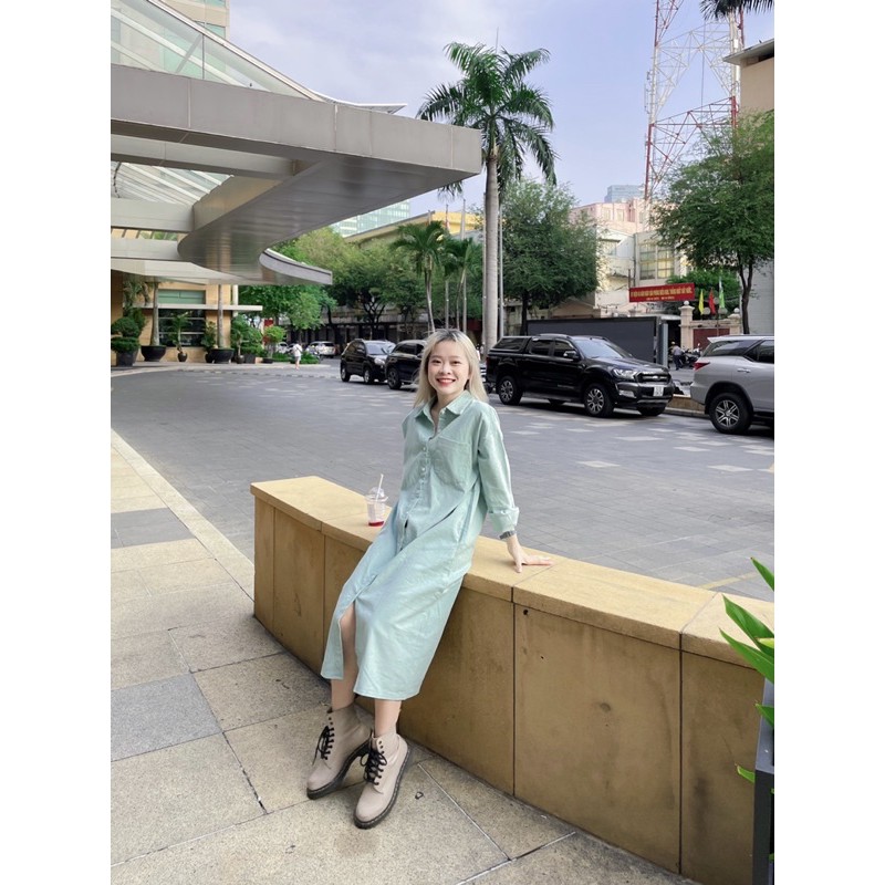 Ribbed Shirt Dress- Đầm sơ mi gân tay dài- Remmus.vn