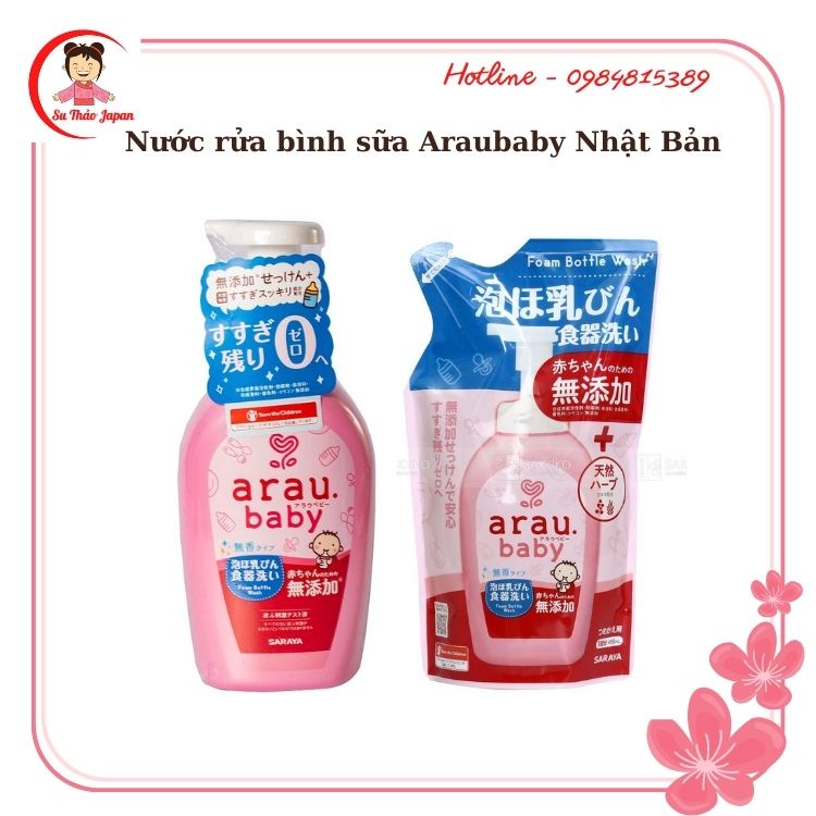 Nước Rửa Bình Sữa Arau Baby Nhật Bản Chai 500ml/Túi 450ml