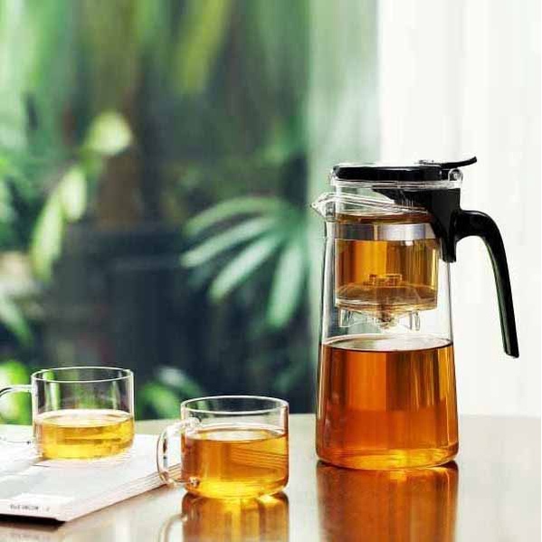 Bình lọc trà thủy tinh chịu nhiệt lõi PC SAG10 750ml - Ấm trà thủy tinh lọc trà có van khóa Samahome Shop