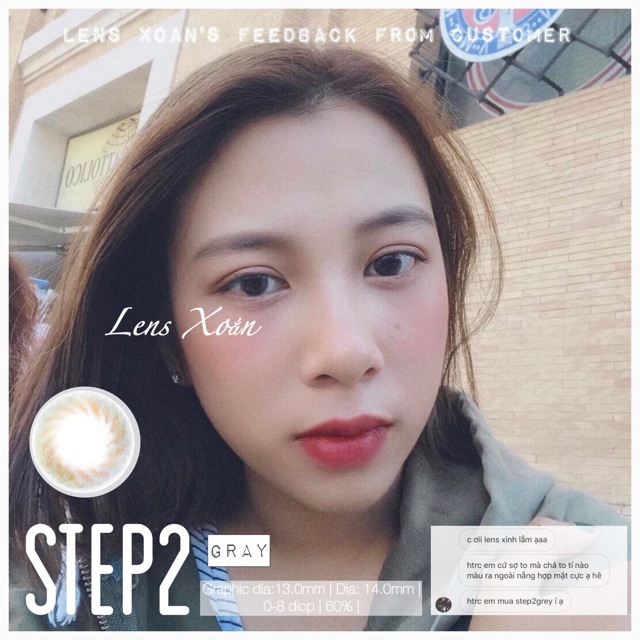 KÍNH ÁP TRÒNG STEP2 GRAY CỦA LENS ME ( 6 THÁNG): Lens xám vân xoáy trong veo siêu tự nhiên | Lens Xoắn (GIÁ 1 CHIẾC)