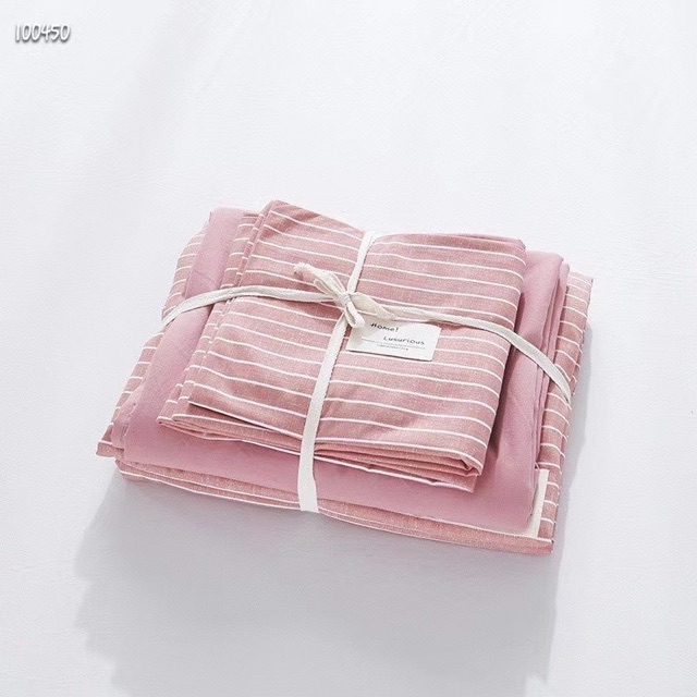 Bộ CHĂN GA GỐI COTTON TC Kẻ đơn giản (cotton đũi) hàng nhập Siêu Đẹp -&gt; được chọn màu