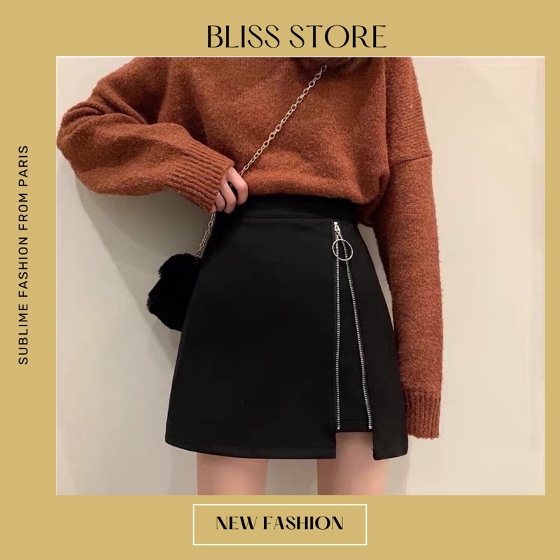 Chân váy chữ A dáng ngắn có kéo khoá ngược Full Size