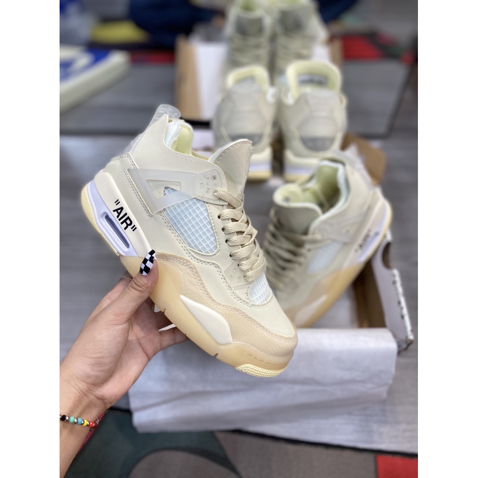 Giày thể thao sneaker JD 4 kem, jd4  kem off white bản cao cấp ảnh thật tự chụp nam nữ, tặng kèm 3 bộ dây