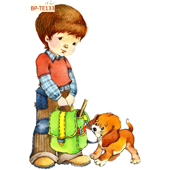 Tranh Dán Tường 3D Phòng Trẻ Em HÌNH VẼ CHIBI không phai màu