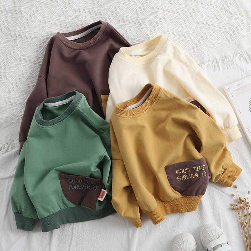 🎀Mẹ con🎀Áo nỉ dài tay phong cách phương Tây cho bé trai