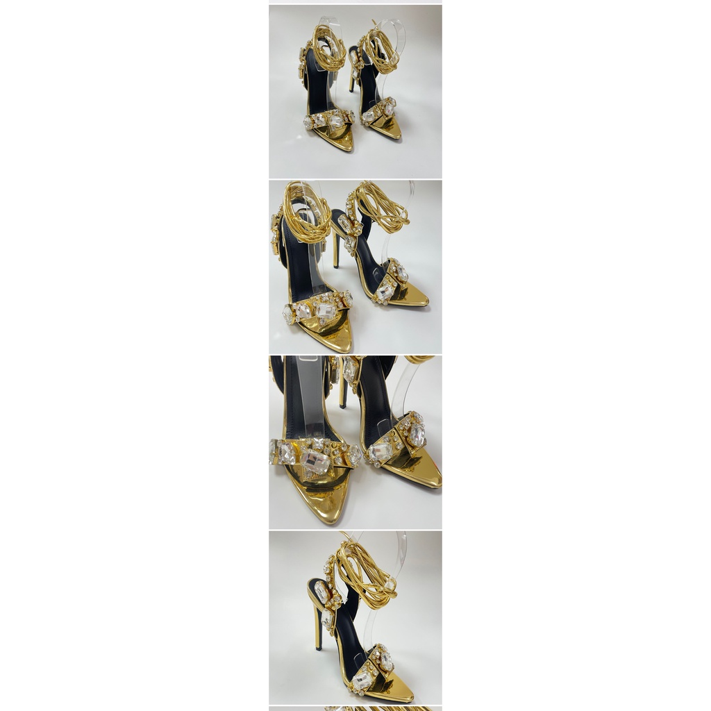 Giày Cao Gót Đính Đá 4.33 Inches Cỡ Lớn 35-42 Thời Trang Cho Nữ