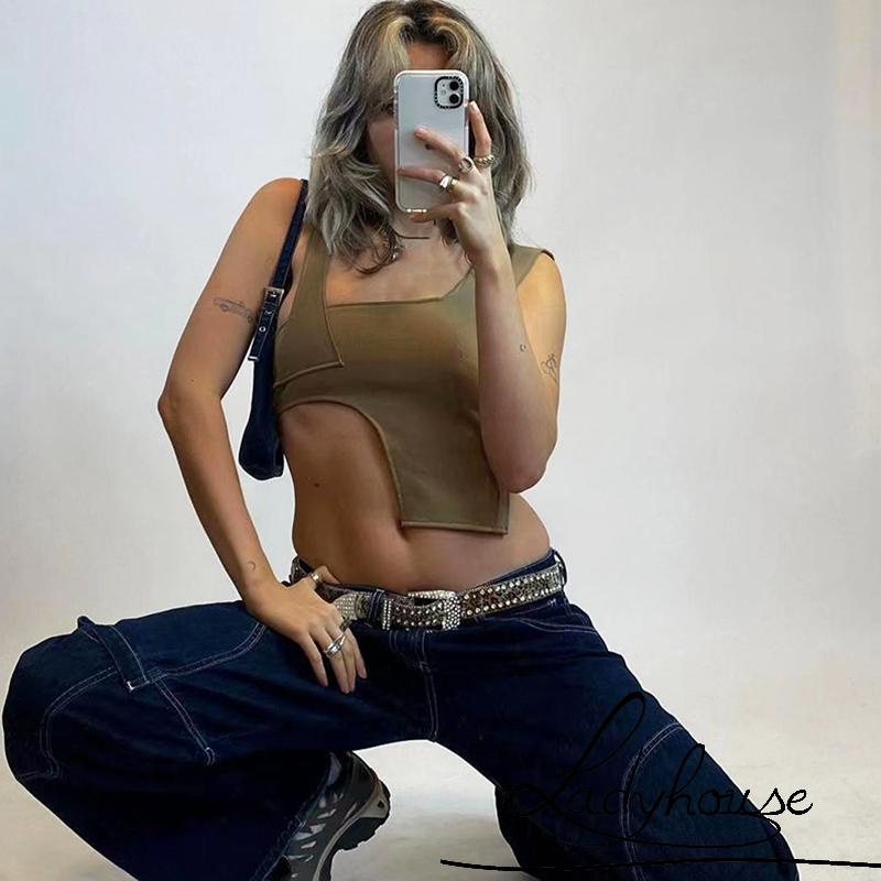 Áo Thun Không Tay Hở Rốn Màu Trơn Thời Trang Mùa Hè Dành Cho Nữ