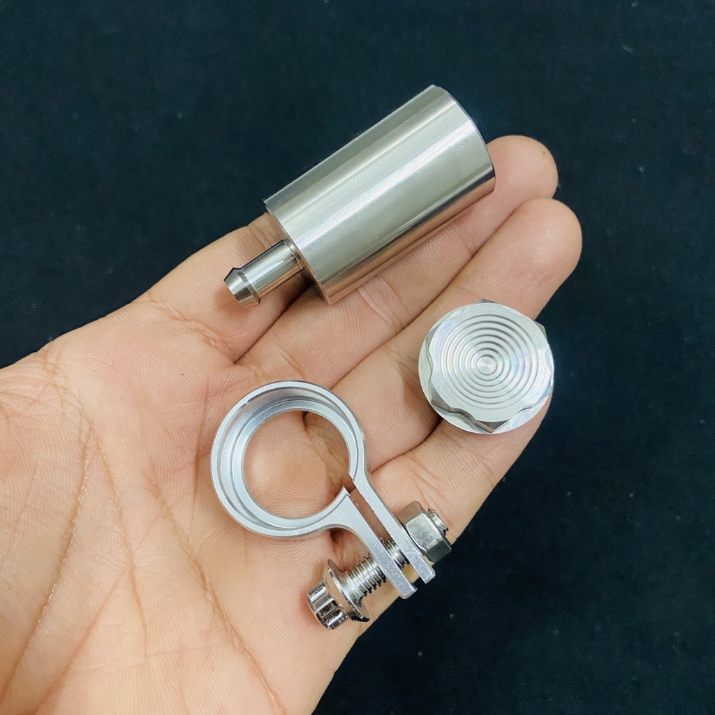 (BAO RỈ SÉT) Bình dầu thắng dĩa INOX 304 sáng bóng, gắn được thắng dĩa trước hoặc sau, trang trí xe siêu chất