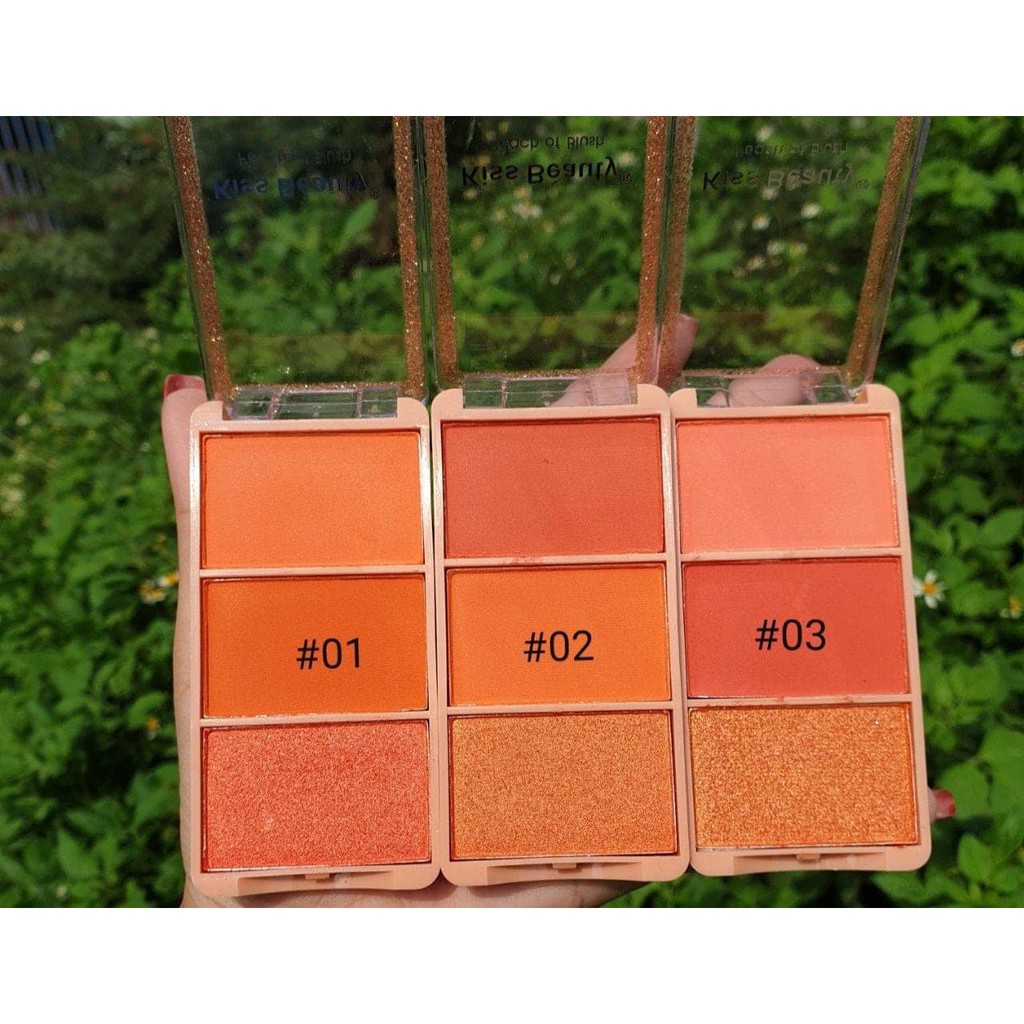 [FREESHIP TỪ 50K]Má hồng 3 Ô Kiss Beauty Tông Cam Đào MH03K | BigBuy360 - bigbuy360.vn