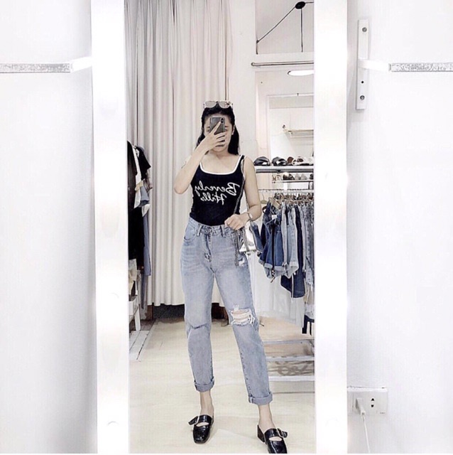 Quần Jeans Boyfriend rách (VNXK)