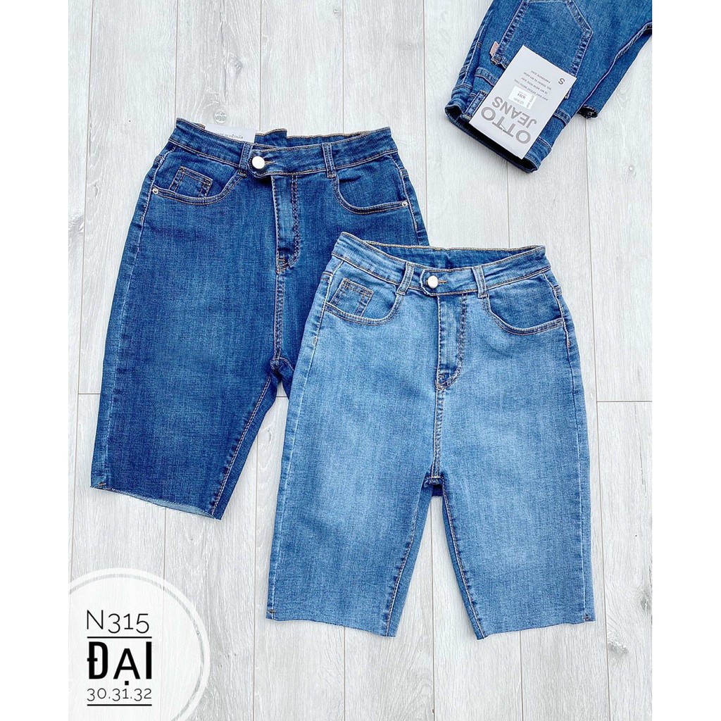 Quần jean lửng gối lưng cao co giãn size đại rách hàng xịn ảnh thật