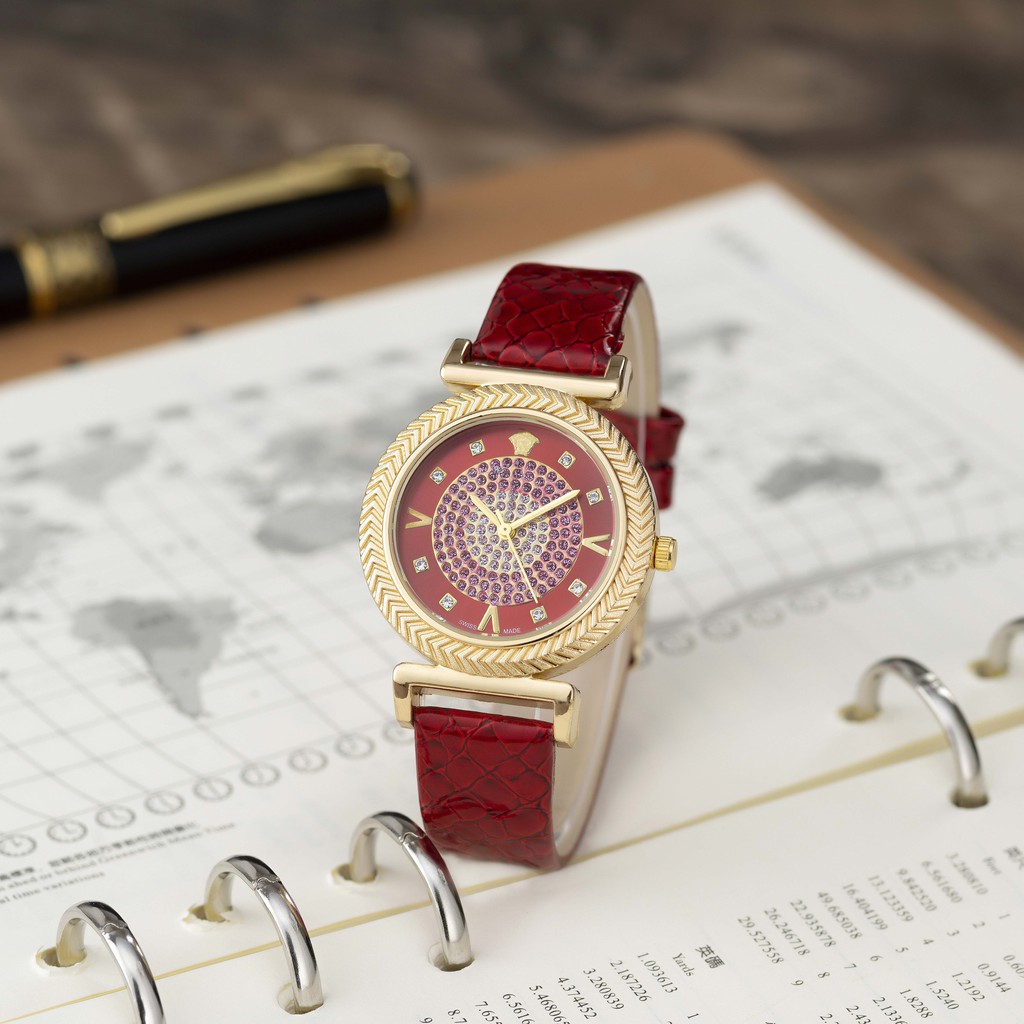 Đồng hồ nữ Versace mặt tròn dây da cao cấp tặng hộp DHN332 - Shop5816