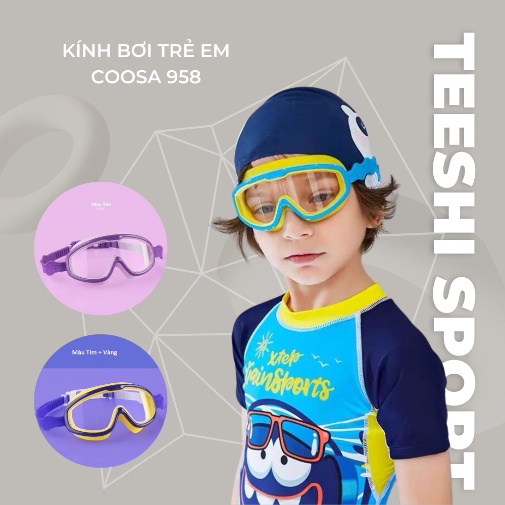 Kính bơi trẻ em Coosa 958 thiết kế Panorama, không gọng, chống sương, chống tia UV - VivaSports ( 1 đổi 1 trong 7 ngày )