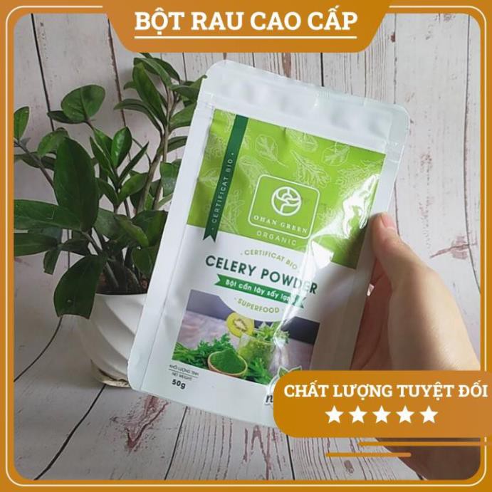 Bột Cần Tây Cao Cấp,Nguyên Chất OhanGreen 100% Giảm Béo Giảm Mụn Đẹp Da 50gram,1 Lộ Trình 2 Gói,Mua 2 tặg 1 Thìa Gỗ