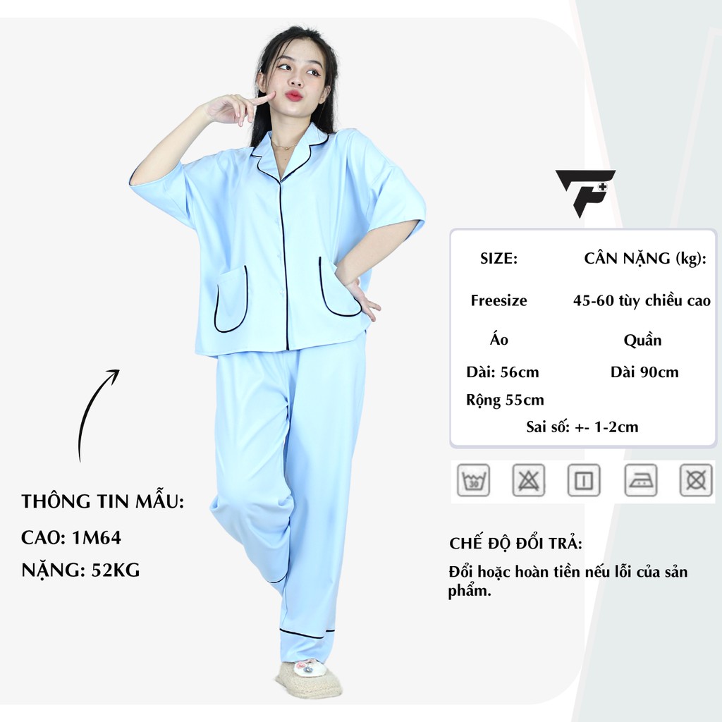 Pijama cánh dơi quần dài Lụa cao cấp mặc nhà mặc ngủ dễ thương FPLUS 297