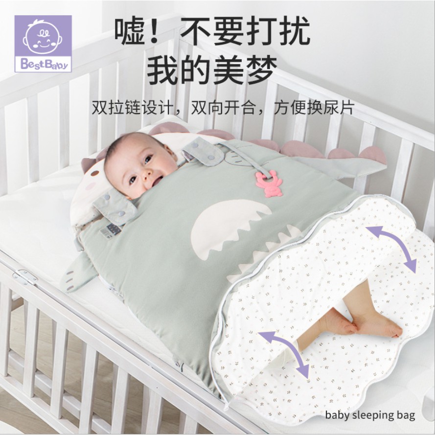 Túi ngủ bông cao cấp kéo khóa kèm đai chống giật mình cho bé Best Baby 57*86cm