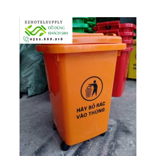 Thùng rác công cộng nhựa HPDE 60L - 4 bánh xe
