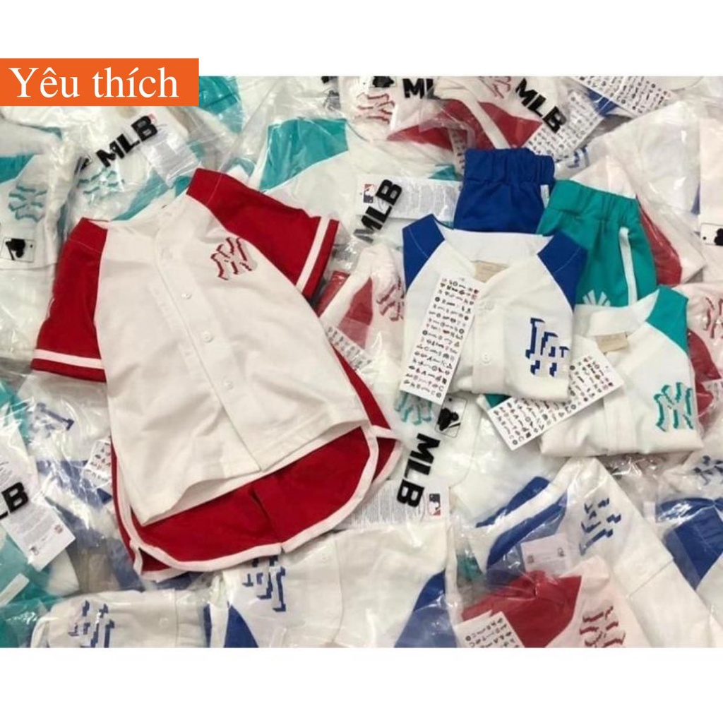 Đồ bộ bé trai từ 10-35kg bộ cộc tay bóng chày NY năng động cho bé