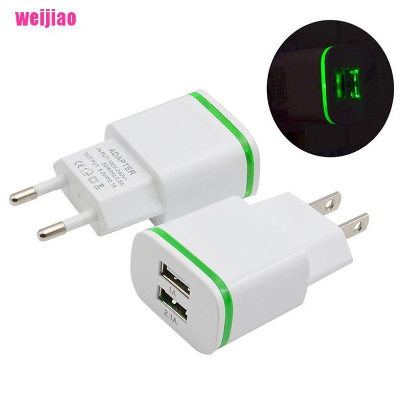 Củ Sạc 2 Cổng Usb 5v 2a Có Đèn Led Cho Iphone Ipad Samsung