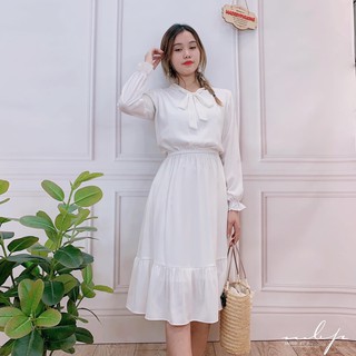 Đầm cổ nơ đuôi cá
