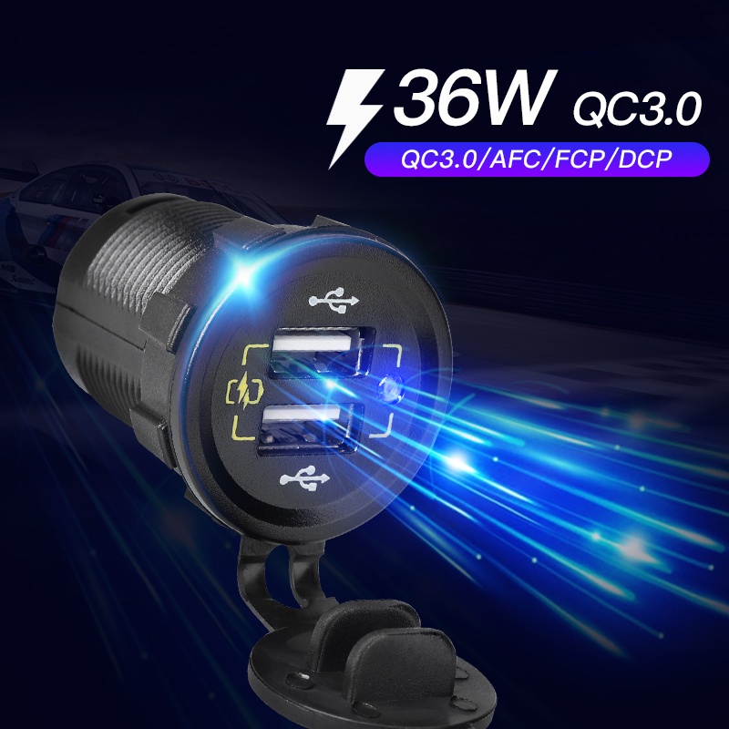 Ổ Cắm Sạc Nhanh qc3.0 Hai Cổng usb 12v 36w Chống Thấm Nước Cho Tàu Thuyền y15zr y15 v2 wira