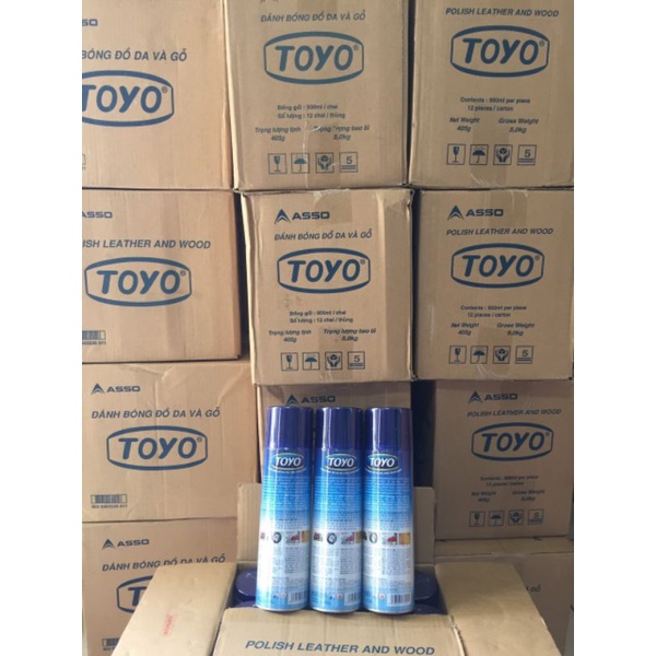 Chai xịt Toyo làm bóng bóng đồ gỗ, da nội thất ô tô 500ml