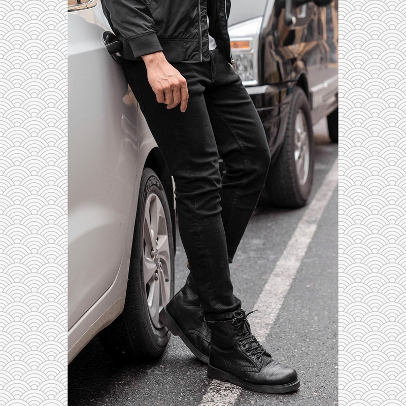 Quần jeans nam slimfit co giãn không phai màu hơi ôm vải bò cao cấp giữ form xanh xám đen trơn CH-QDJE-001-LEB