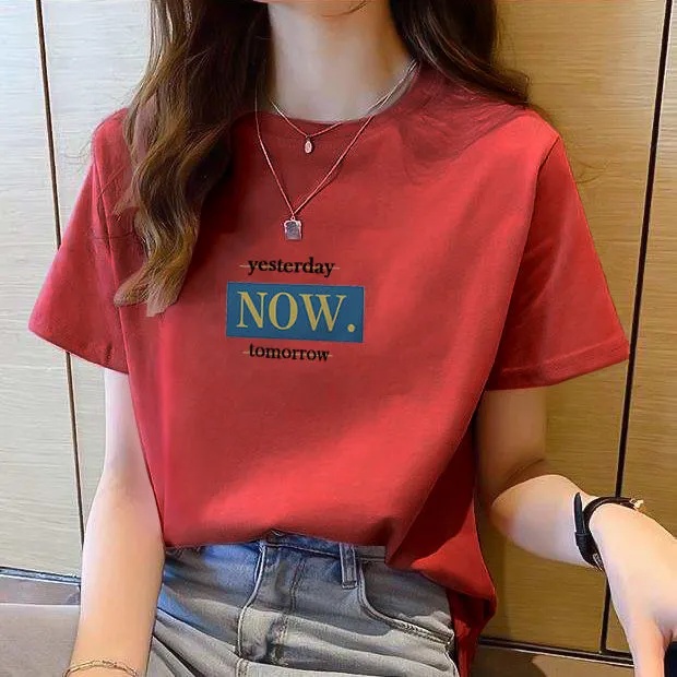 Korean version of loose fashion print trend short-sleeved T-shirt woman