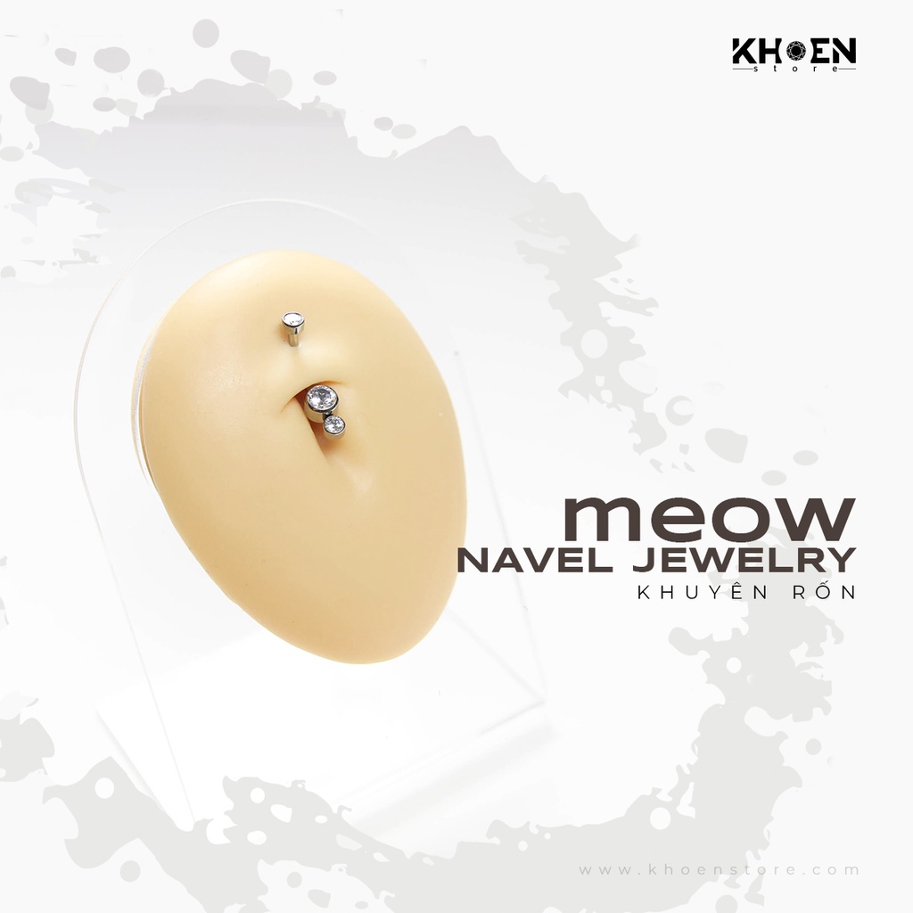 Khuyên Rốn 2 hạt đá - Titanium G23 - Khoen Store