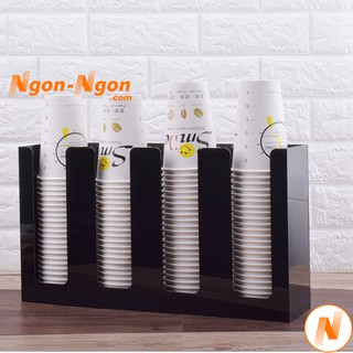 Giá kệ để ly trà sữa, ly cốc nhựa, ly cốc giấy, ly cốc takeaway bằng Mica 4 ngăn