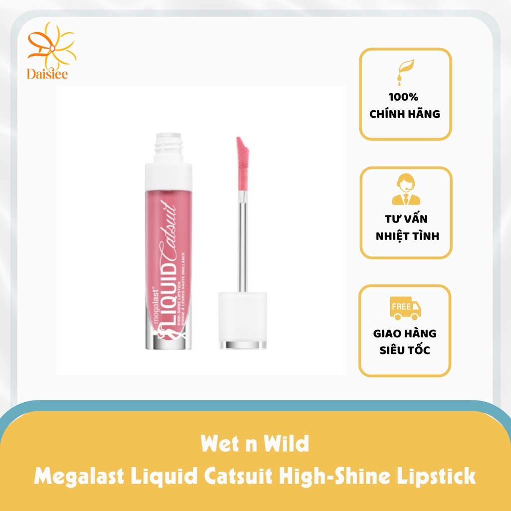 Son kem Wet n Wild Megalast Liquid Catsuit High-Shine Lipstick màu Pink Alert