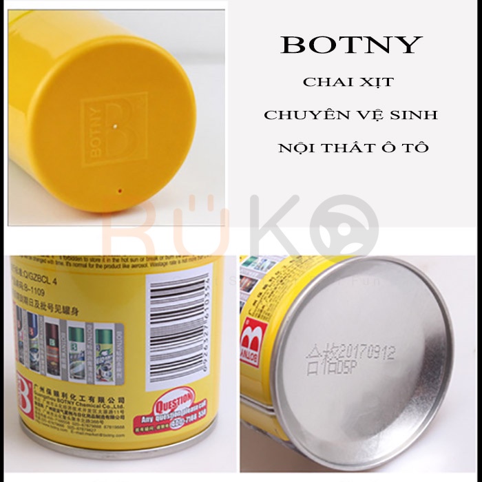 BOTNY B-1831 Chai xịt chuyên vệ sinh nội thất ô tô, đồ dùng gia đình