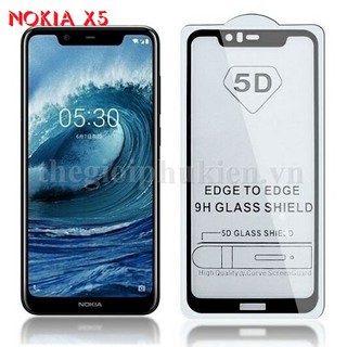 kính cường lực full 5D tràn màn hình Nokia X5 2018(màu đen)