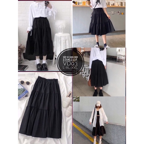 Bigsize chân váy Ulzzang 3 tầng , Ceci SKirt 55-90kg