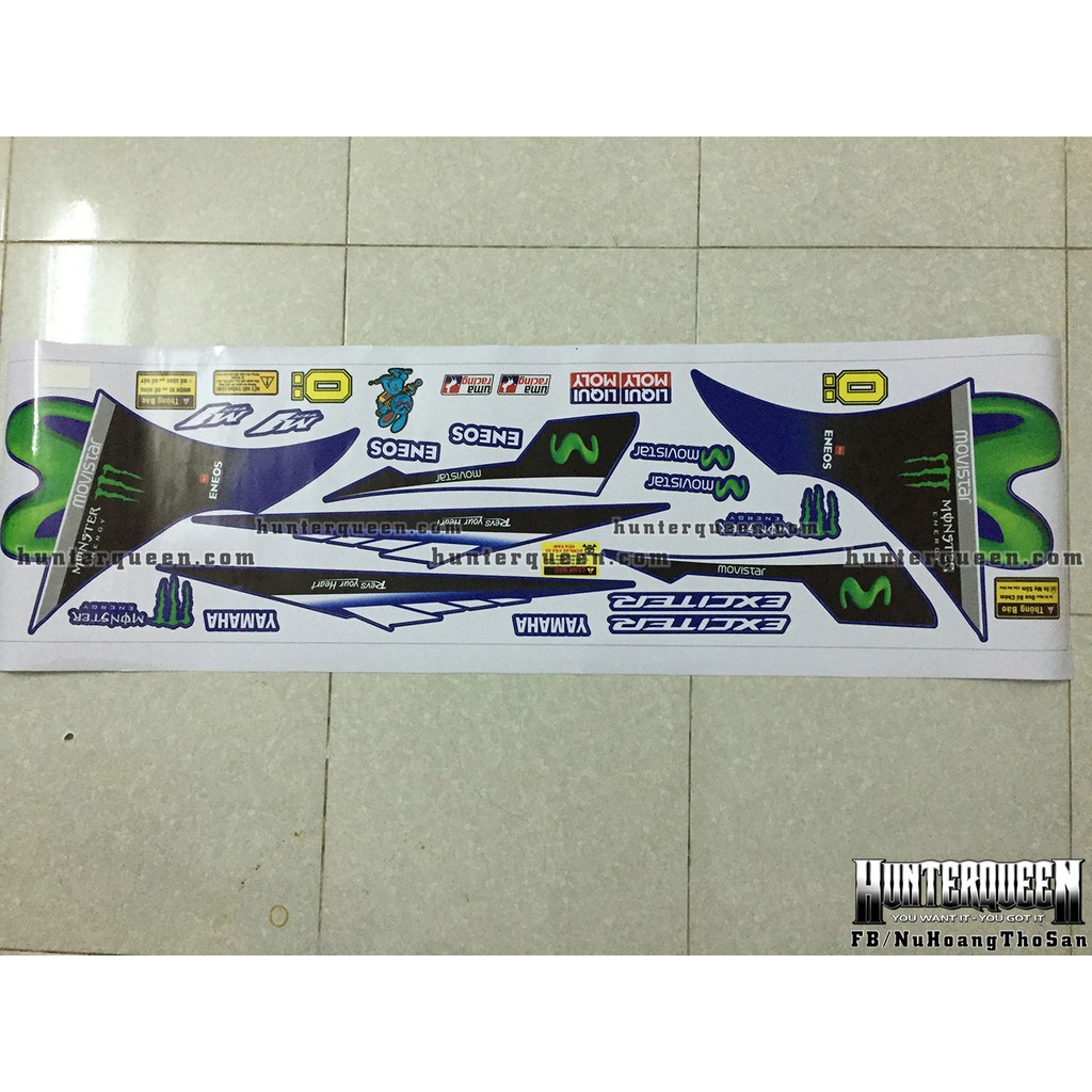 Tem rời Exciter 2011. Movistar dán xe xanh GP. Ex 135 đời 2011 đến 2014.