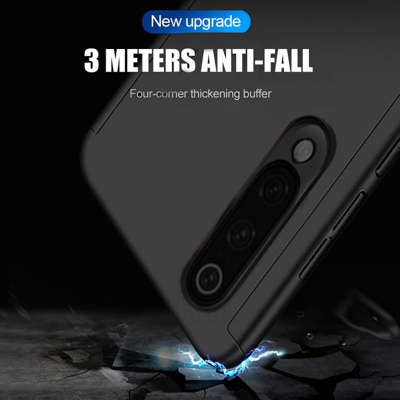 Ốp điện thoại PC cứng kèm kính cường lực bảo vệ toàn diện 360 cho Samsung Galaxy A40 A50 A60 A70 BY