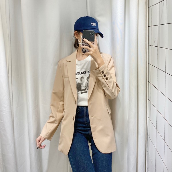 Áo khoác blazer nữ vải cotton đứng form lót demi tông màu Pastel mùa hè- freesize - AKTK038